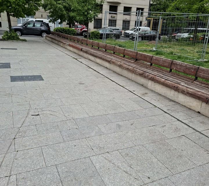 Megtisztított park melletti járdaszakasz